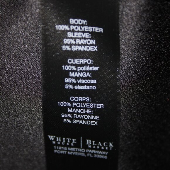 White House BM Top Sz 10 Black Hi Lo Zipper Poly Rayon Top - Picture 10 of 14